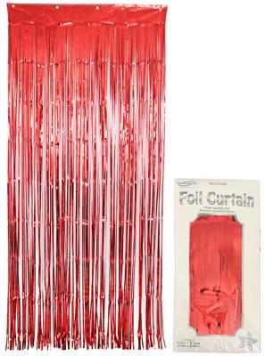 Oaktree Foil Door Curtain 0.90m x 2.40m Metallic Red - Partyware