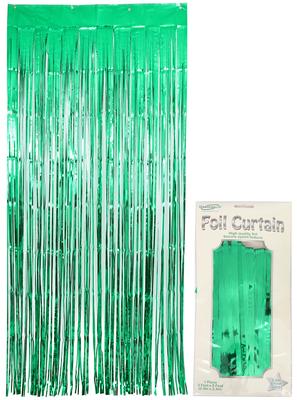 Oaktree Foil Door Curtain 0.90m x 2.40m Metallic Green - Partyware