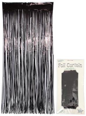 Oaktree Foil Door Curtain 0.90m x 2.40m Metallic Black - Partyware