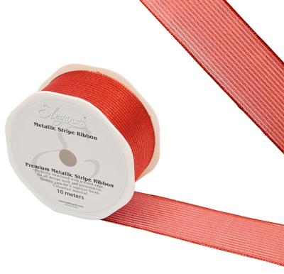 Eleganza Finesse Metallic Stripe 38mm x 10m Red No.16 - Ribbons