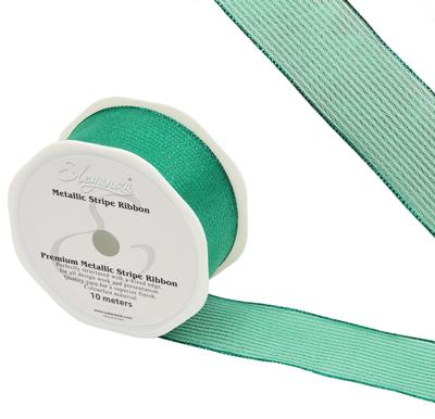 Eleganza Finesse Metallic Stripe 38mm x 10m Green No.50 - Ribbons