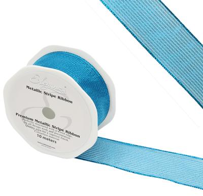 Eleganza Finesse Metallic Stripe 38mm x 10m Turquoise No.55 - Ribbons