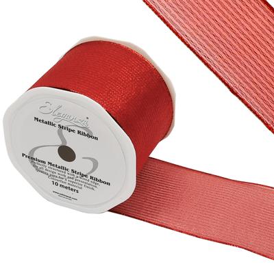 Eleganza Finesse Metallic Stripe 63mm x 10m Red No.16 - Ribbons
