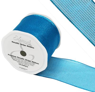 Eleganza Finesse Metallic Stripe 63mm x 10m Turquoise No.55 - Ribbons
