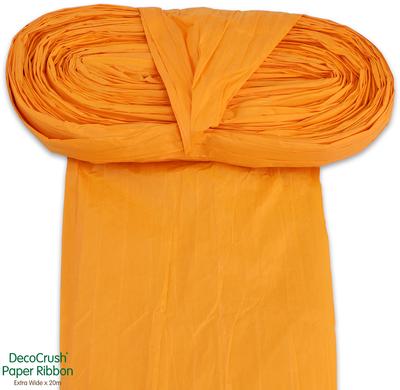 Paper Crush Design Ribbon FSC Quality Extra Wide x 20m No.04 Orange - Ribbons