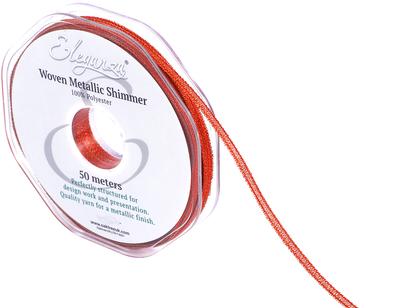 Eleganza Woven Metallic Shimmer Red No.16 3mm x 50m - Ribbons