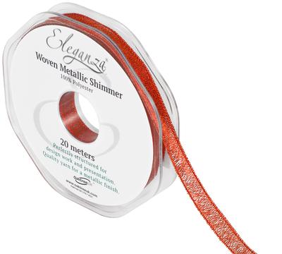 Eleganza Woven Metallic Shimmer Red No.16 10mm x 20m - Ribbons
