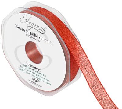 Eleganza Woven Metallic Shimmer Red No.16 15mm x 20m - Ribbons