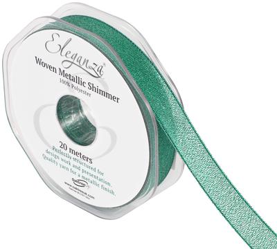 Eleganza Woven Metallic Shimmer Green No.50 15mm x 20m - Ribbons