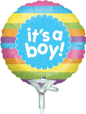 4inch It's A Boy Raindow Stripes Holographic - Foil Balloons